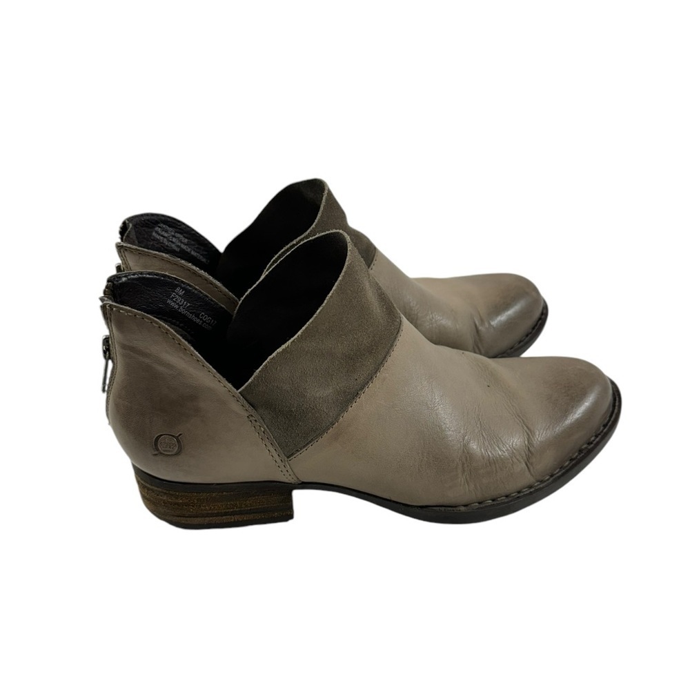 Born Karava Leather Suede Boho Ankle Boot Taupe Brown Women's sz 8 M
